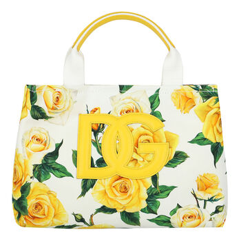 Girls Yellow & White Floral Tote Bag